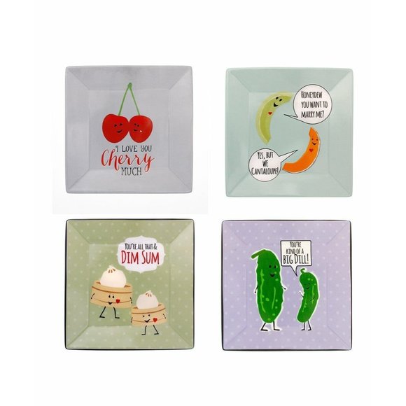 Purple Lemonade Adorable Appetizer Plate Set holiday gift idea 6 in X 6 in - Picture 1 of 3